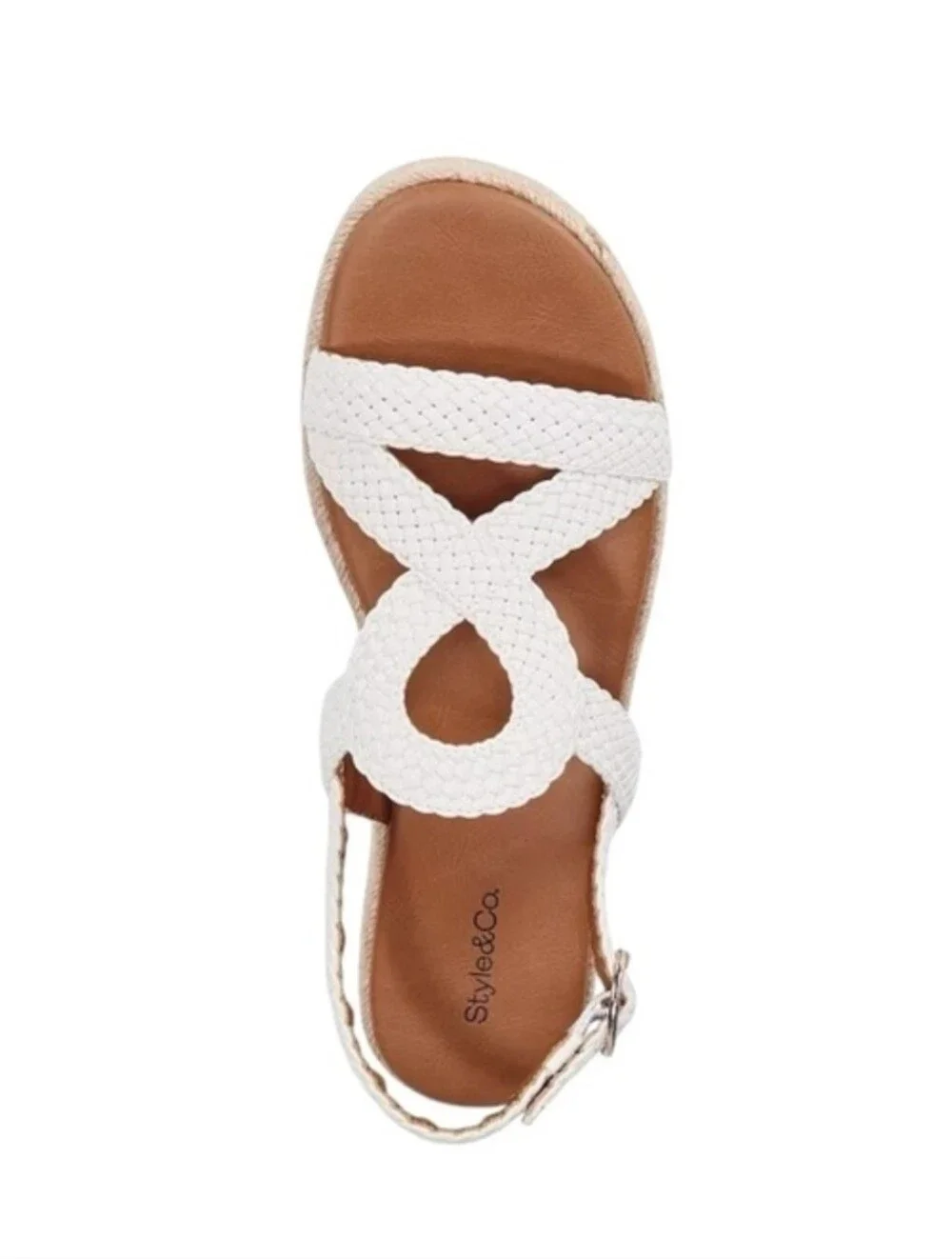 Style & Co. Ashland White Braided Platform Sandal